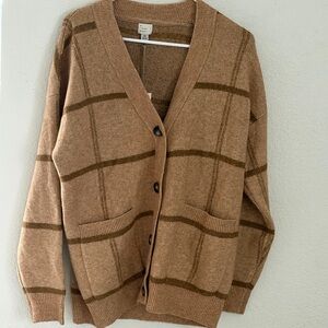 a new day Tan Plaid Cardigan Sweater